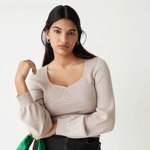 Taupe sweetheart neckline sweater